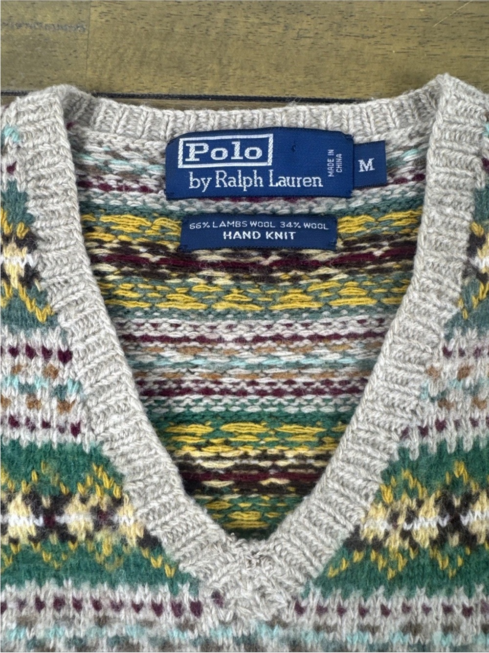 Vtg Polo Ralph Lauren 2006 Hand Knit Sweater Vest Fair Isle Lambswool Men’s Med - Picture 3 of 8